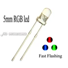 Мигасветодиодный светодиод, меняющий цвет, 5 мм, 100 светодиодов, прозрачный, многоцветное мерцание круглых светильник 5 мм