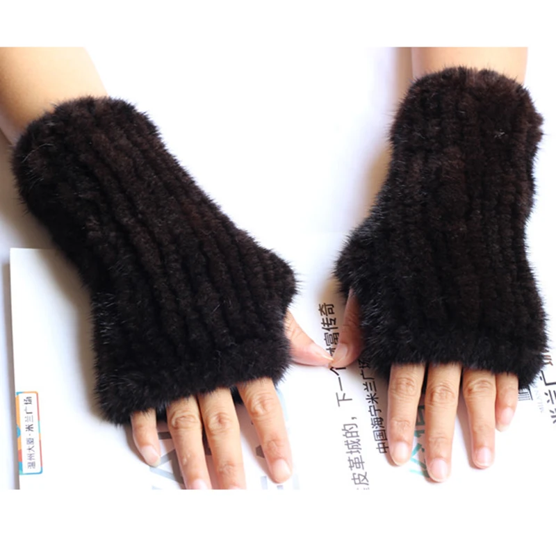 HSPL зимние женские перчатки 2017 настоящие Вязаные норковые меховые вязаные гетры