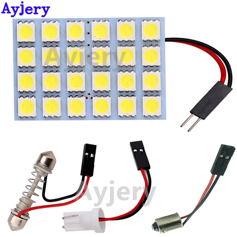 AYJERY 10 шт. панельный светильник s T10 5050 24 SMD 3 Chips светодиодный Festoon Dome лампа BA9S 2