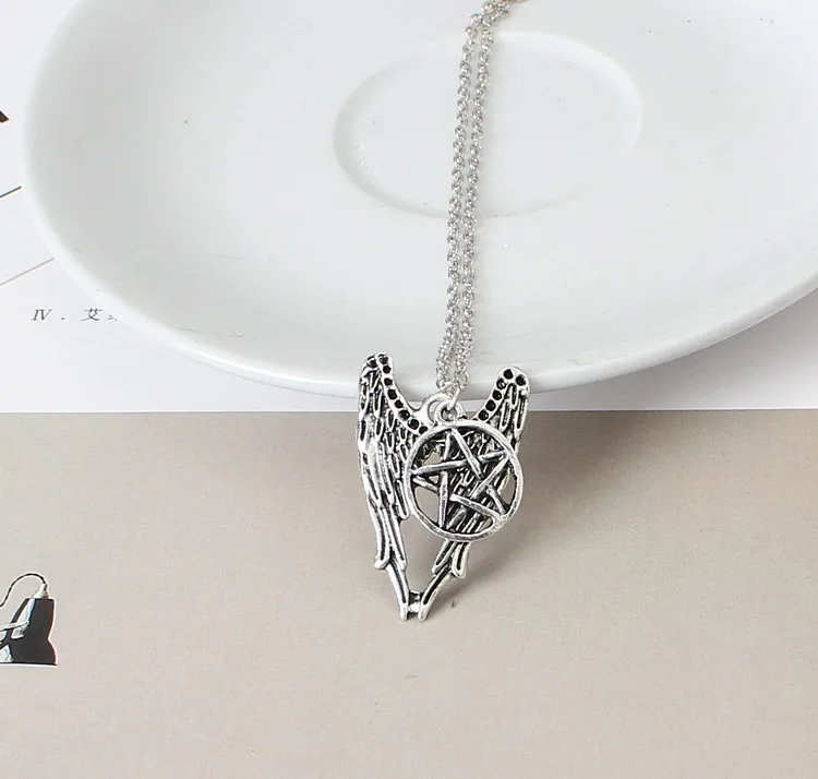 2020 ожерелье со сверхъестественной пентаграммой Pentacle angel wings винтажная