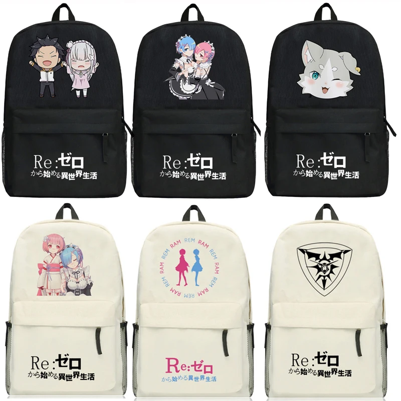 Рюкзак из ткани Оксфорд Re: Zero Kara Hajimeru Isekai Seikatsu Ram/Rem Emilia школьная сумка унисекс|student