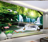 3d waterfalls water wallpaper custom hd beautiful lotus wallpapers for living room sticker non woven wallpaper roll