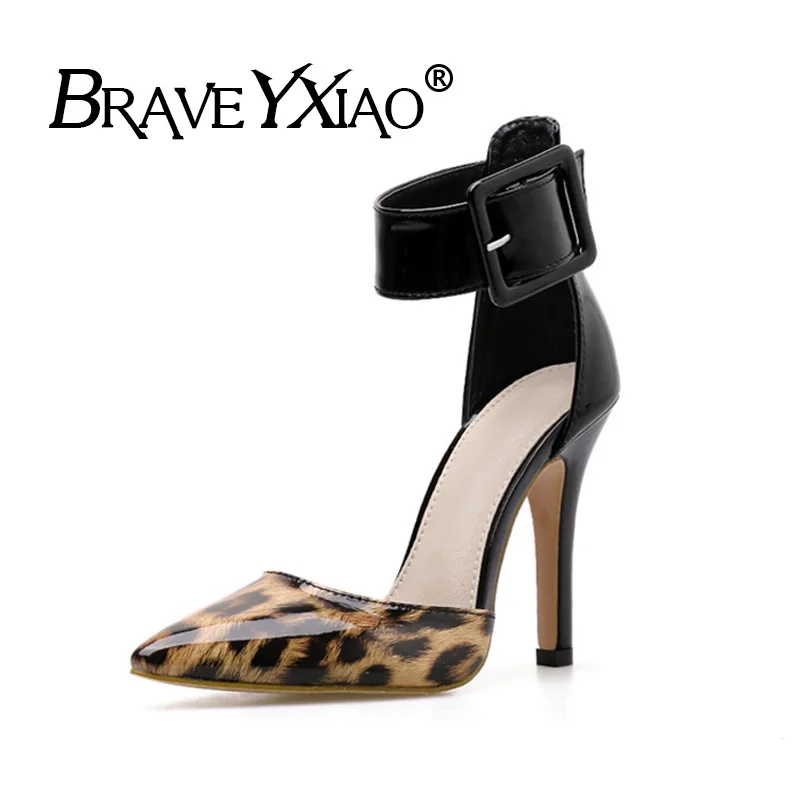 Обувь леопардовой расцветки Для женщин на высоком тонком каблуке с острым носком