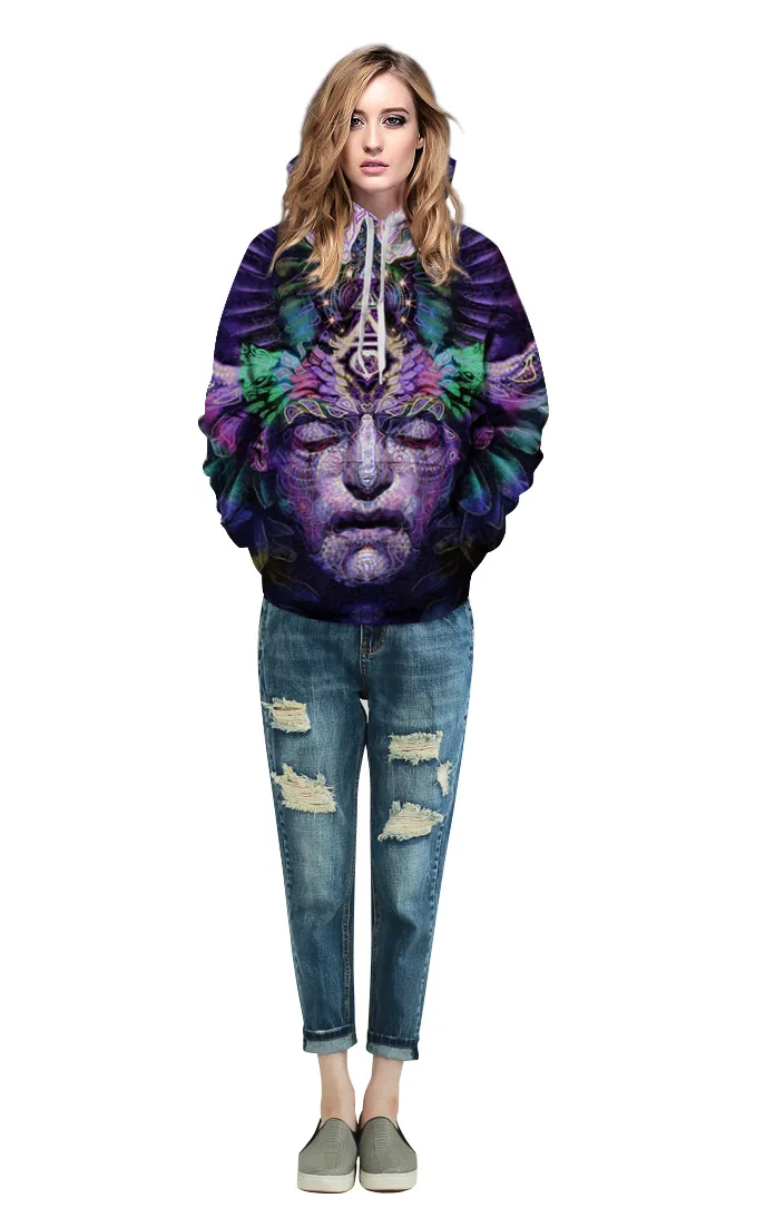 

Fashion Explosion Models Purple Portrait Abstract Pattern Digital Printing Couple Models Wearing A Hat Autumn And Winter Hoodies