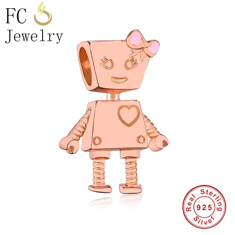 FC0172 FC ювелирные изделия подходят браслет подвес Пандора 925 серебристый робот мальчик девочка сестра Best Friend подвеска-бусы Family Forever Berloque(брелоков - Цвет: FC0172