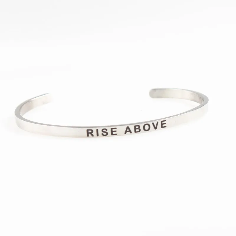 RISE ABOVE Браслет манжета из нержавеющей стали новый браслет с гравировкой