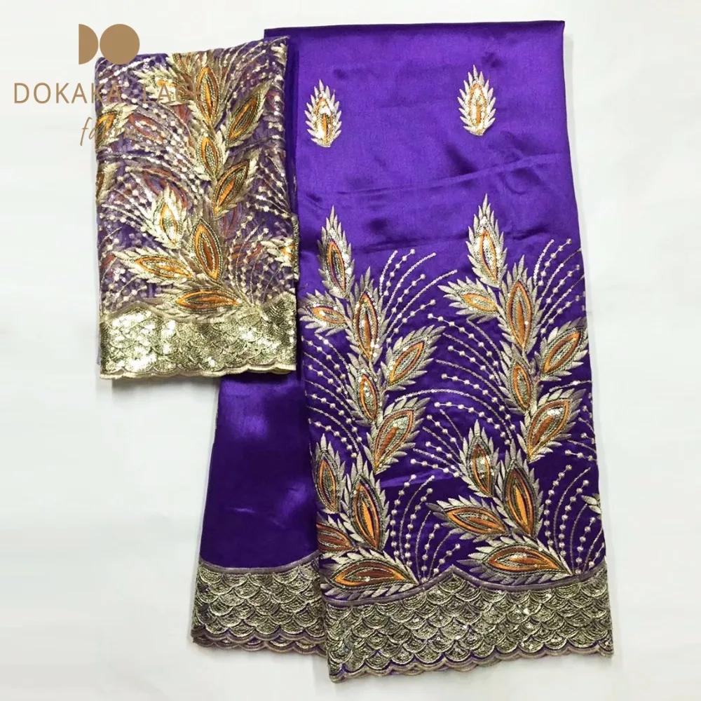 Африканская нигерийская Джордж кружевная ткань с блузкой белого цвета расшитая