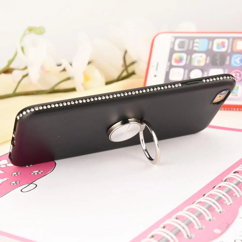 Luxury Diamond Candy Color Silicone Soft Case For iPhone 7 8 Plus XR XS MAX X 6 6S With Ring Stand Cover Fundas Shell |
