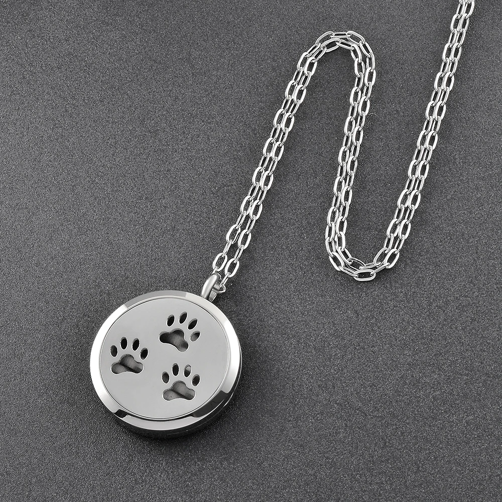 Ожерелье с распылителем эфирного масла лапами и гравировкой | Украшения