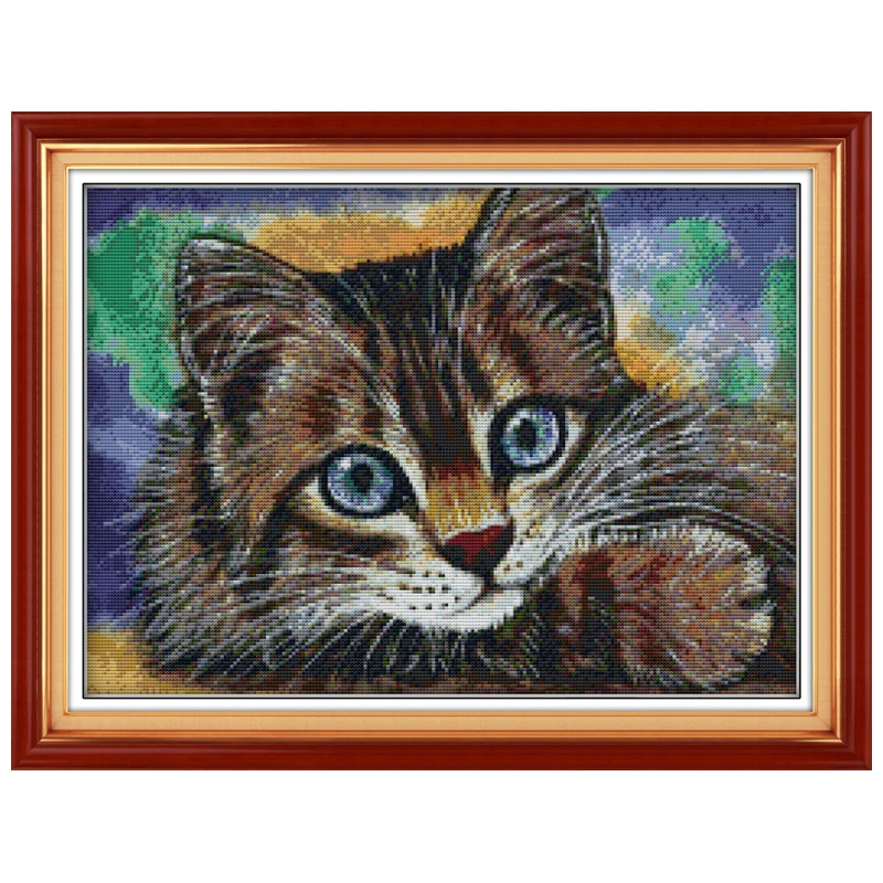 Набор для вышивки крестиком кошка с голубыми глазами 11CT 14CT|cross stitch kits|cross 11ctcounted cross