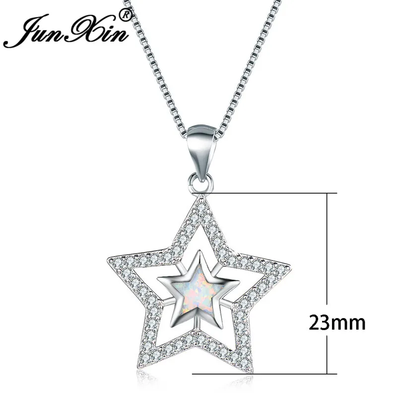 ROXI изысканные белые огненный опал Star Подвески Ожерелья для женщин серебристый
