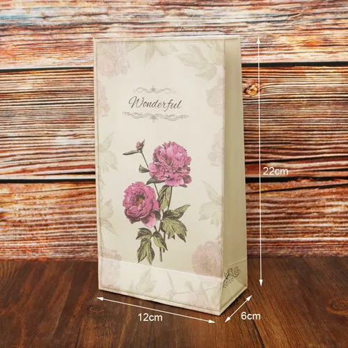 Peony 24 комплекта винтажный цветок кружева Элегантный бумажный пакет Роза Подсолнечник подарочные пакеты хлеб конфеты упаковка вечерние свадебные украшения - Цвет: Peony