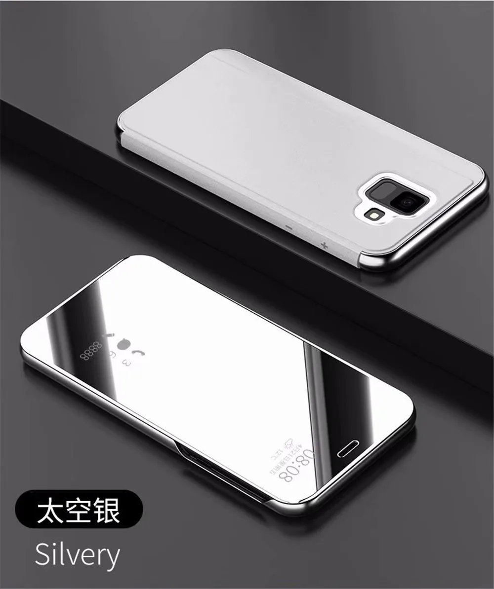 Прозрачный зеркальный флип-чехол для телефона huawei P20 P30 P10 mate 20 Pro P Smart Z на Honor 10 7C 8A 9 lite Y6 Y7 Y9 Prime чехол - Цвет: silver