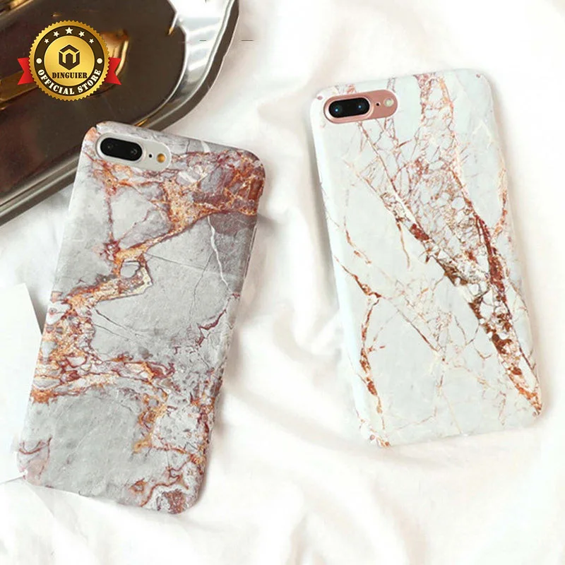 DINGUIER Гранит Мрамор Жесткий ПК Противоударный Тонкий чехол для iPhone X 8 Plus Glossy