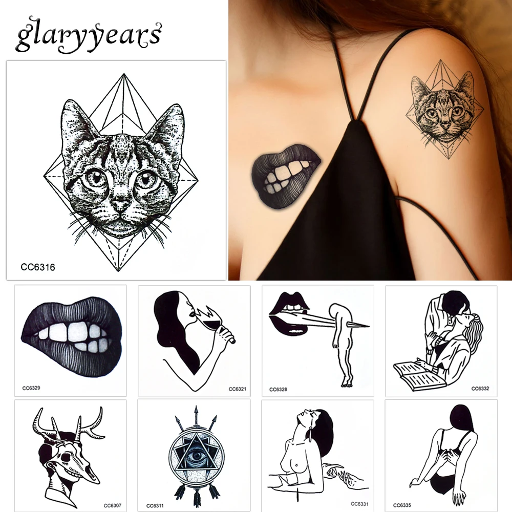 glaryyears 6*6cm 10 Pieces/lot Temporary Tattoo Stickers Beauty Body Makeup Waterproof Halloween Art Bloody Cool Absurd Tattoos | Красота и