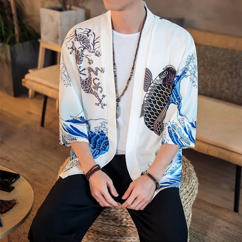 Японское кимоно кардиган для мужчин haori yukata мужской самурайский костюм одежда кимоно куртка мужская кимоно рубашка yukata haori FF001