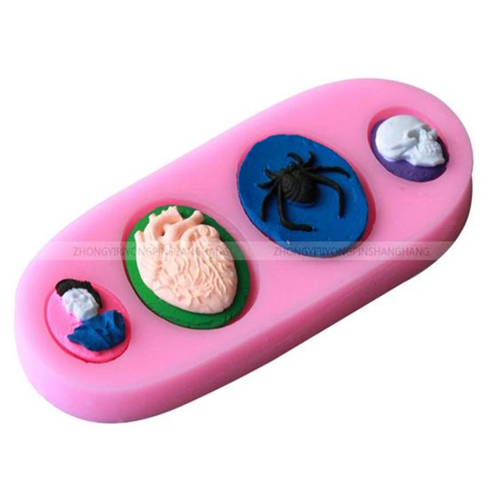 Инструменты сделай сам для Хэллоуин Череп паук и сердце силиконовая форма