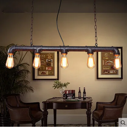 

Loft Vintage Edison Pendant Lights Personalized Bar Lighting Industrial Vintage Water Pipe Pendant Lamp E27Cafe Bar Lamps