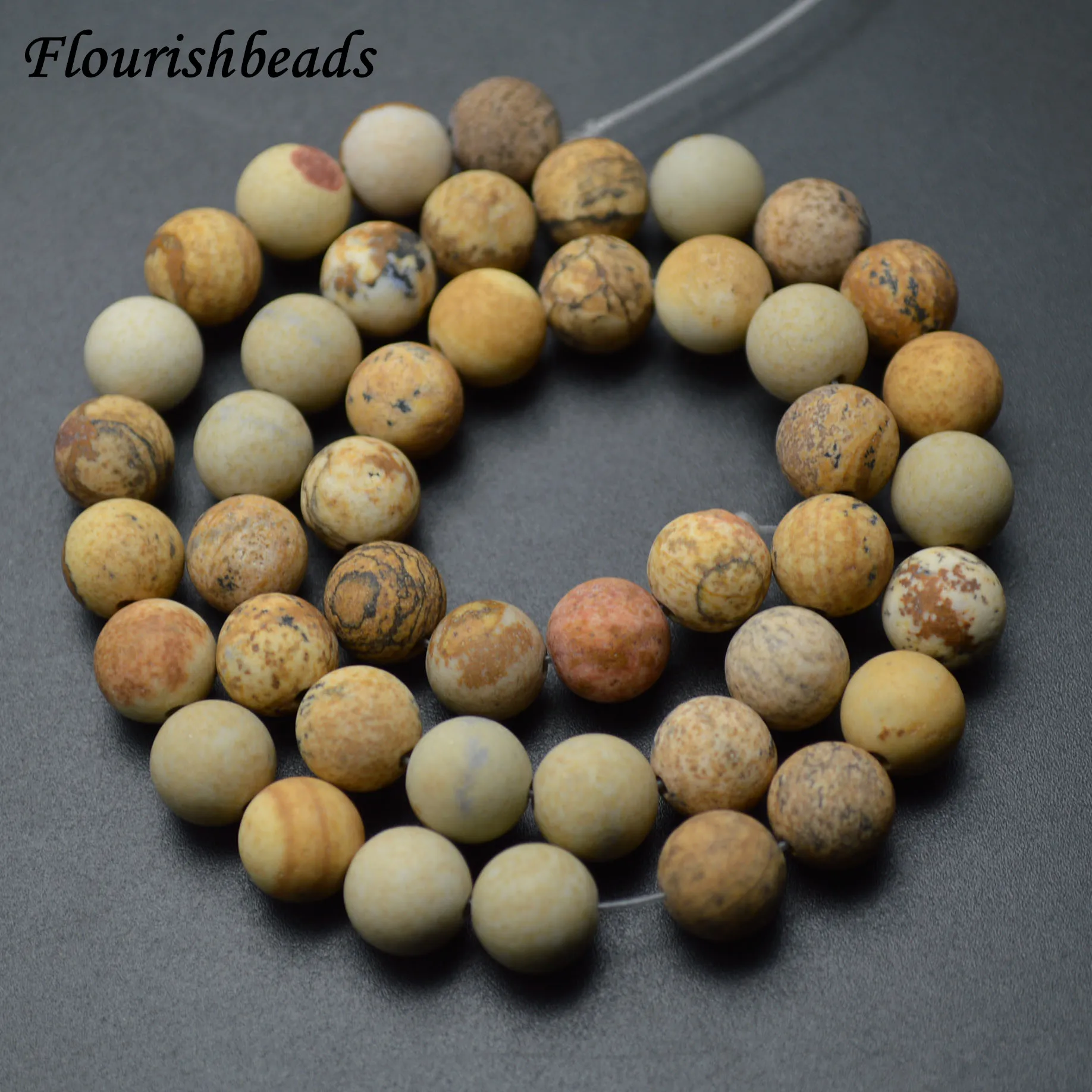 

Matte Natural Yellow Picture Jasper Dull Polished Stone Round Loose Beads 4mm 6mm 8mm 10mm 12mm