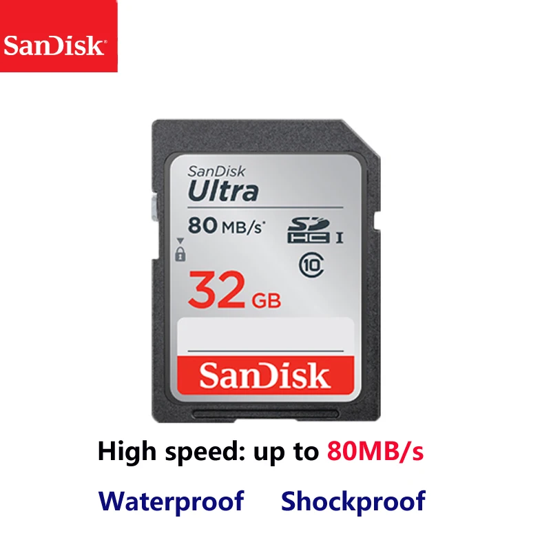 Карта памяти SD SanDisk Ultra 16 ГБ 32 64 100% класс 10 SDHC SDXC C10 80 128 carte официальная проверка МБ/с.