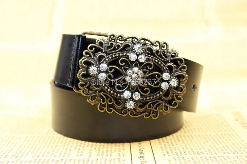 Женский широкий ремень со стразами кожаный в стиле ретро с жемчужинами пояс из