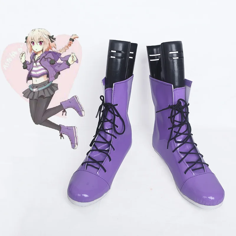 Игра Fate/Apocrypha Astolfo Copsplay обувь фиолетовый сапоги Новинка Бесплатная доставка|shoes