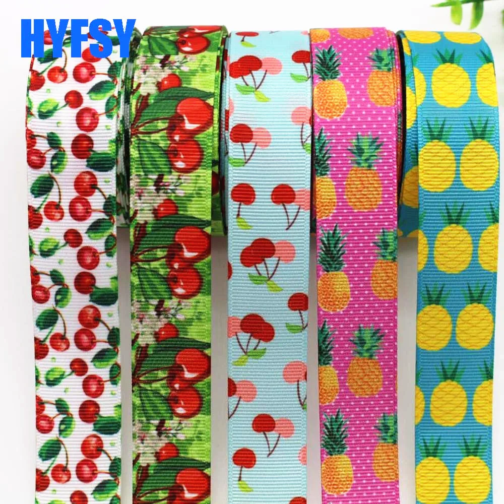 Новинка 7/8 22mm1 '(25 мм) фруктовая красная вишневая серия grosgrain лента 10 ярдов