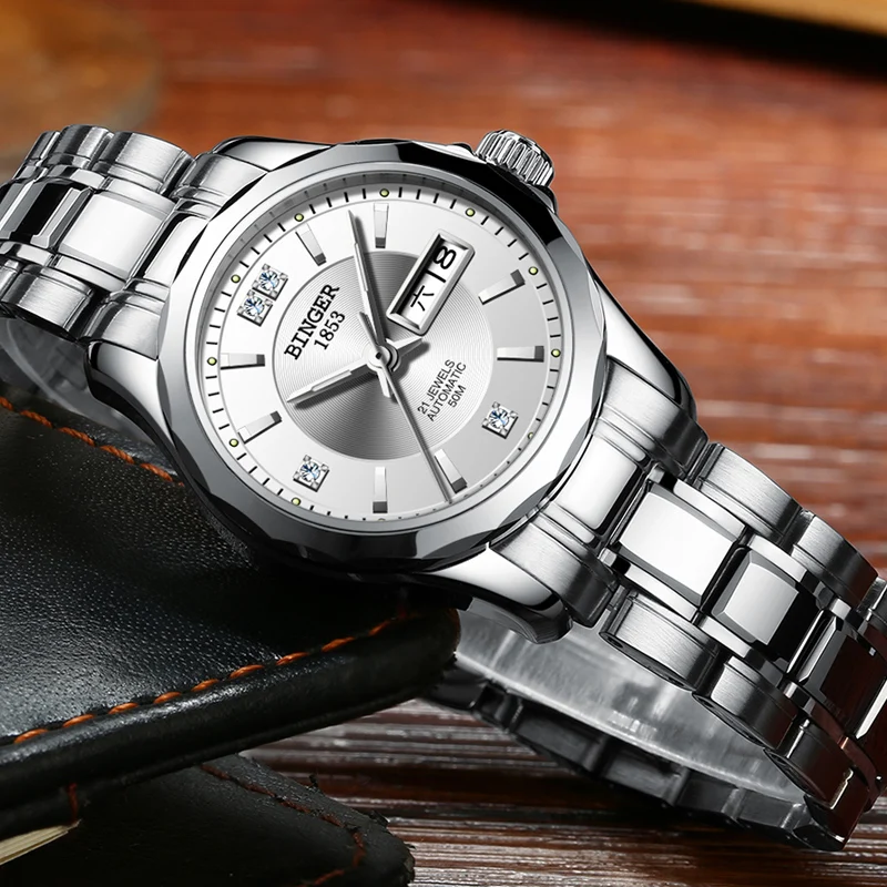 Часы женские механические с автоподзаводом и сапфировым стеклом B8051-5 | Наручные