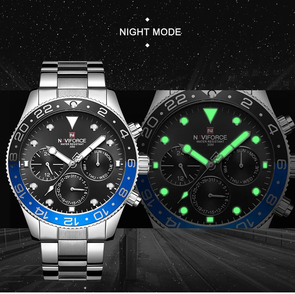 NAVIFORCE роскошные мужские деловые часы, кварцевые аналоговые часы с датой, модные водонепроницаемые спортивные наручные часы, мужские часы