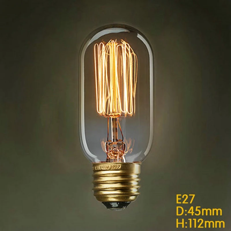 T45 винтажные edison лампы накаливания 220 В-240 В 40 Вт E27 Античная Эдисон лампа
