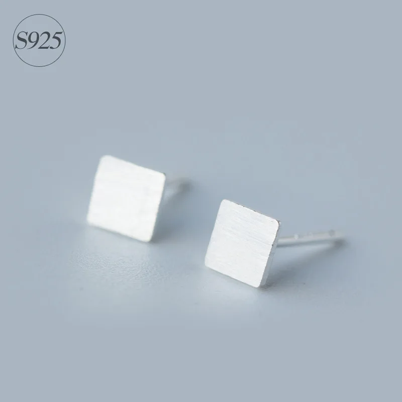 SRCOI простые крошечные квадратные серьги гвоздики из стерлингового серебра 925