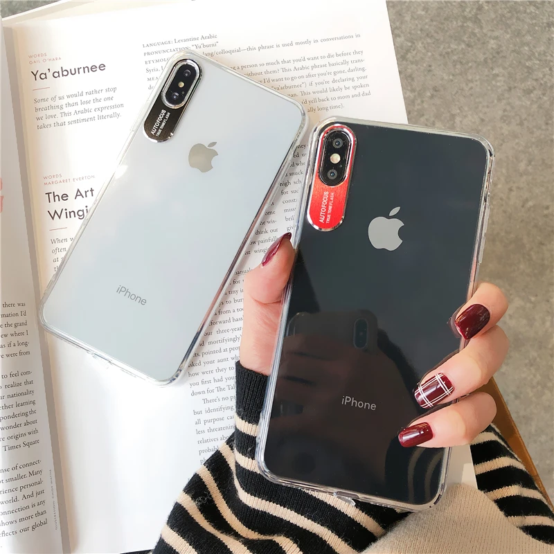With Video For iPhone X XS Max XR 6S 6 8 7 Plus Cover Fashion TPU Transparent Phone Case Metal Lens Protection Shell |