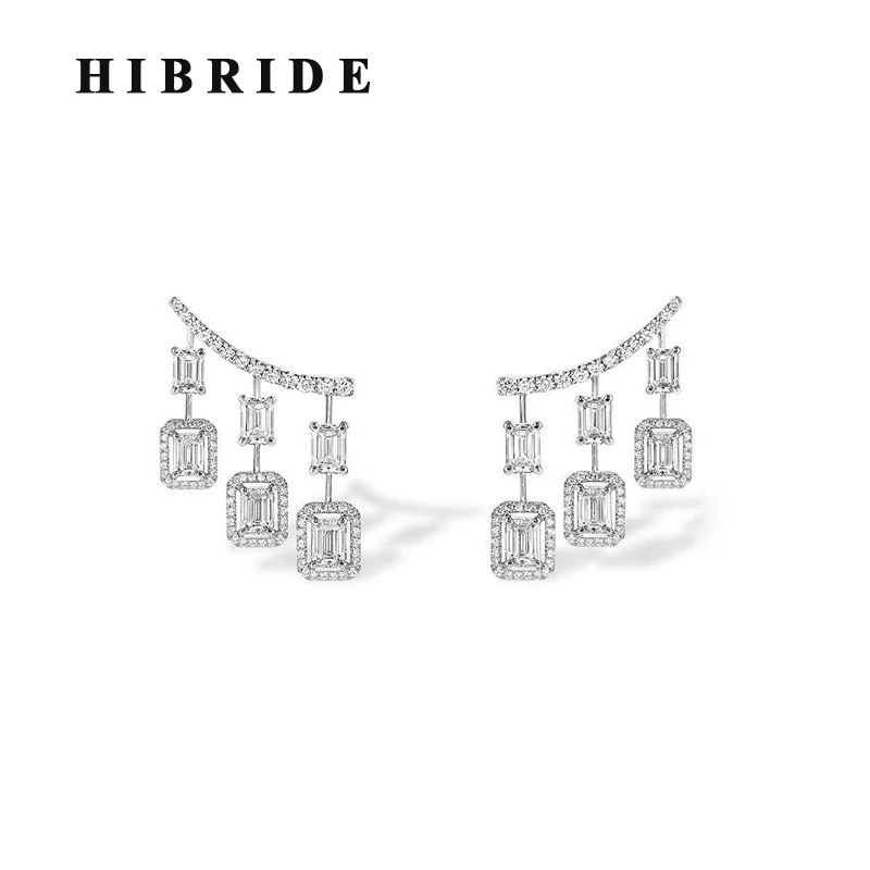 

HIBRIDE Luxury Fashion Crystal Geometric Stone Drop Earrings For Women Wedding Jewelry Brincos Dangle Earring Bijoux E-874