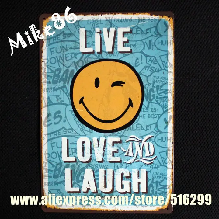 [Mike86] Размер живая улыбка винтажная металлическая жестяная вывеска домашний