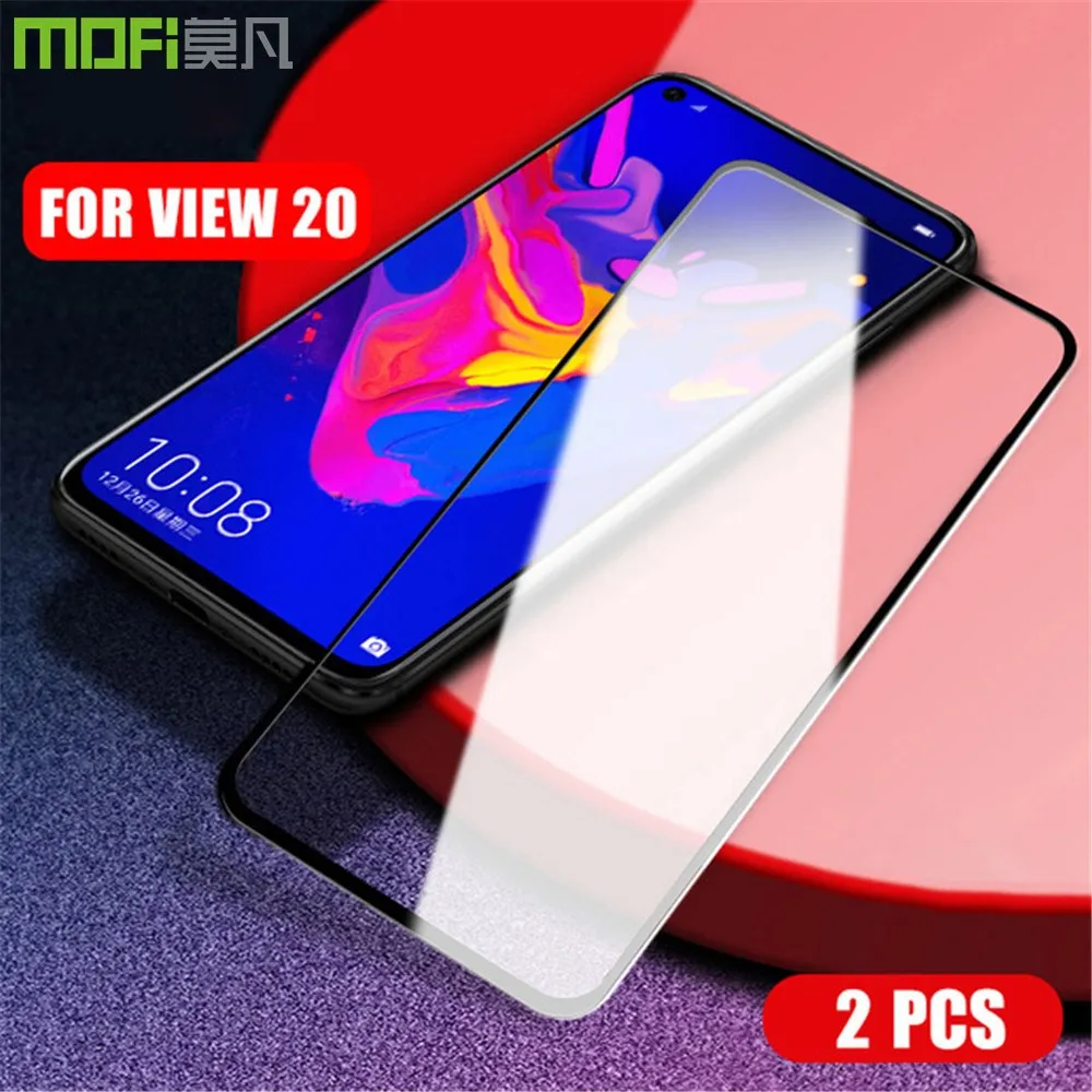 Черный Для huawei Honor v20 закаленное стекло для Honor View 20 MOFi пленка стекло huawei View 20 полное покрытие экрана защитное стекло - Цвет: Черный
