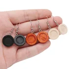 Основа для сережек Aiovlo с деревянным кабошоном, 20 шт.лот, подставка для сережек с крючком из нержавеющей стали, 12 мм, комплектующие для ювелирных изделий сделай сам