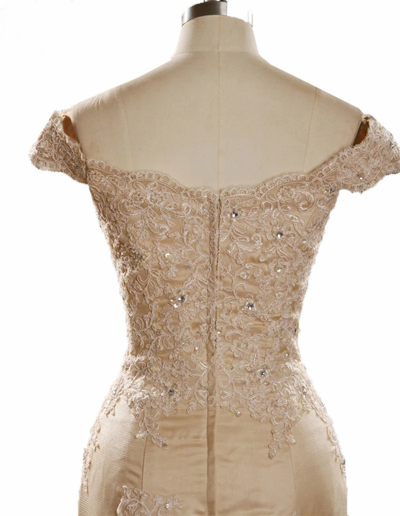 Шампанское вечернее платье с аппликацией 2020 Vestidos De Noche Cortos Элегантные Длинные
