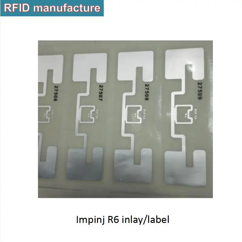 

Free shipping 100pcs/lot impinj R6 chip passive uhf adhesive inlay epc long range 840-960 MHz uhf RFID tag wet inlay sticker
