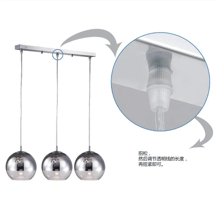 Светодиодный зеркальный шар из меди/серебра люстра с подвеской в виде шара