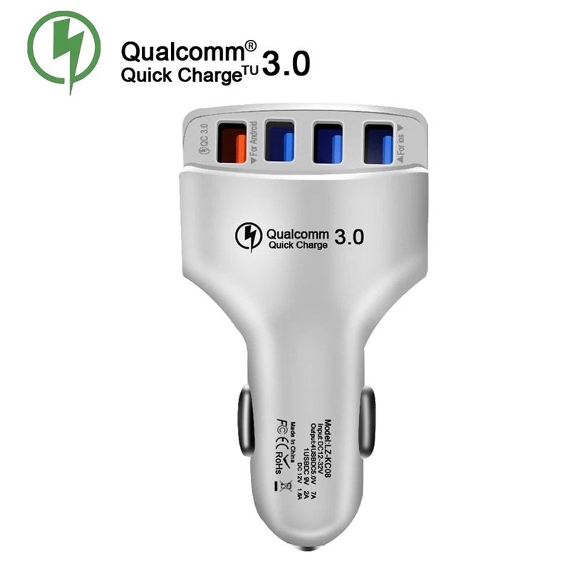Европейский Союз (ЕС) 4 USB быстрое зарядное устройство 3,0 Автомобильное USB зарядное устройство адаптер 7A QC3.0 Blitzwolf USB Автомобильное зарядное устройство для мобильного телефона зарядное устройство для IOS Android - Тип штекера: Европейский Союз (ЕС)