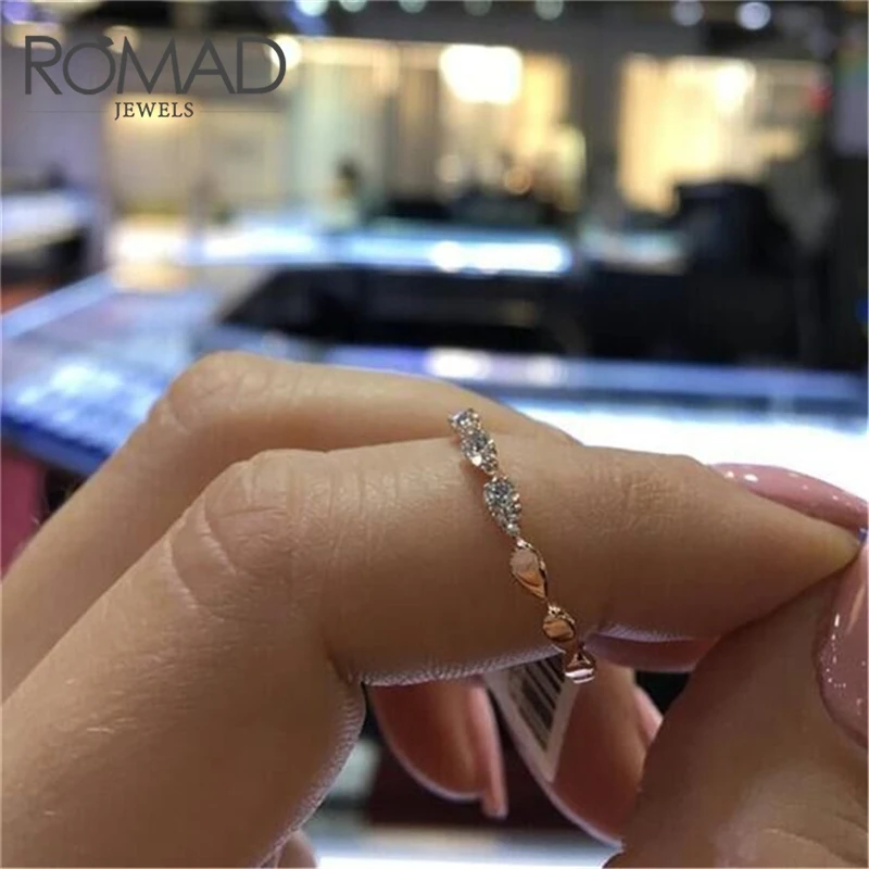 Romad прозрачное кольцо из кубического циркона, золотистого цвета, модное хрустальное свадебное украшение, помолвочное кольцо, небольшое для женщин, R4 on.
