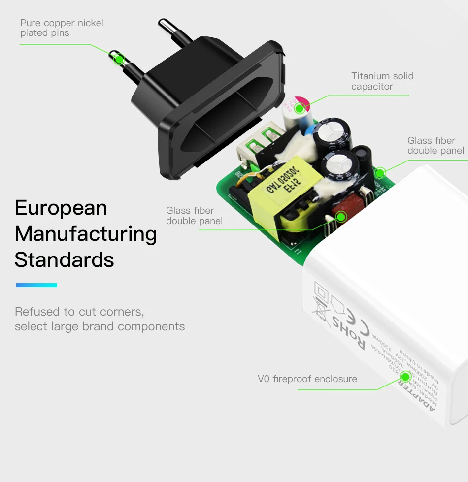 ACCEZZ USB зарядное устройство Quick Charge 3,0 5V 4.8A для iphone 8 X мобильный телефон Быстрая зарядка для samsung huawei Xiaomi EU переходник