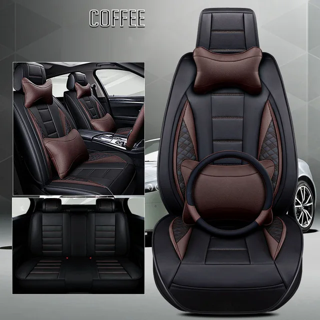 Coffee with Pillows Кожаный чехол для сиденья hyundai ix 35 ix25 bandeja ix35 santa fe solaris sonata - Название цвета: Coffee with Pillows