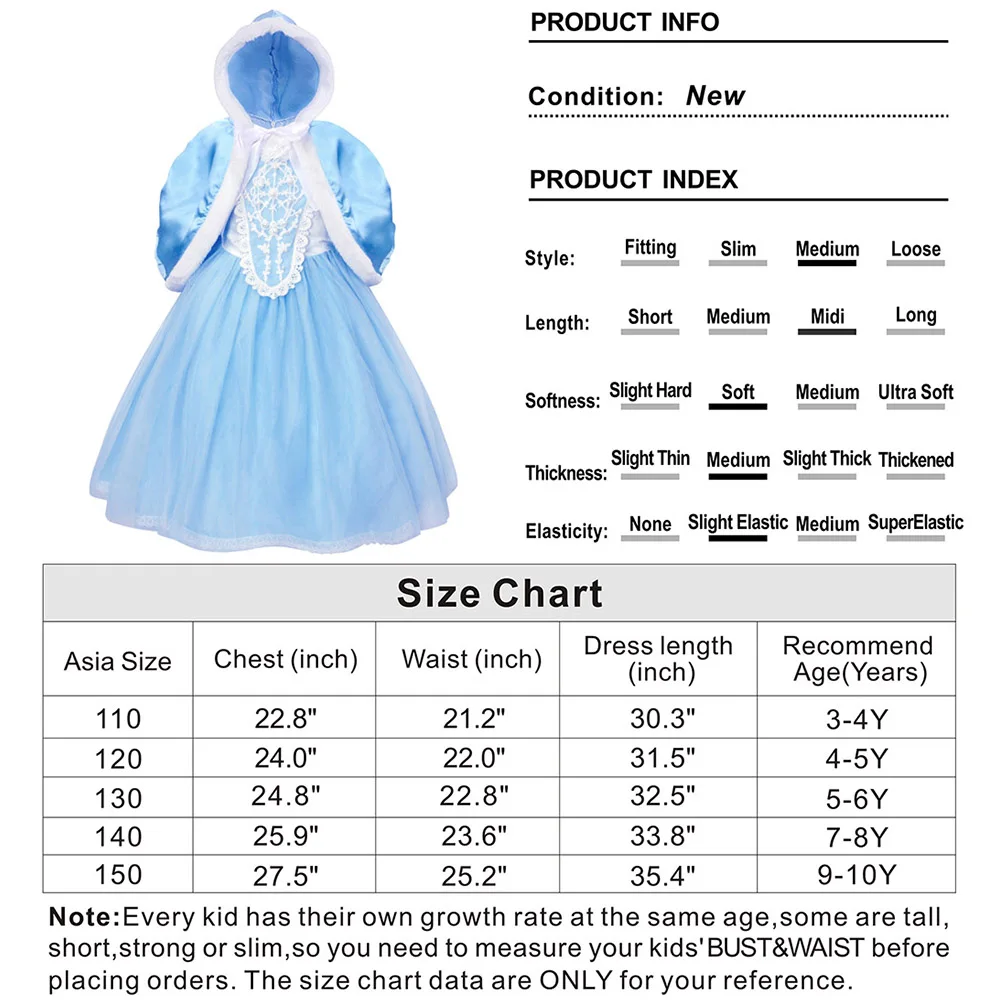 AmzBarley Girls Elsa Princess Costumes Snow Queen Cosplay Dress+ cape Birthday Party Halloween Carnival outfits winter clothes | Детская