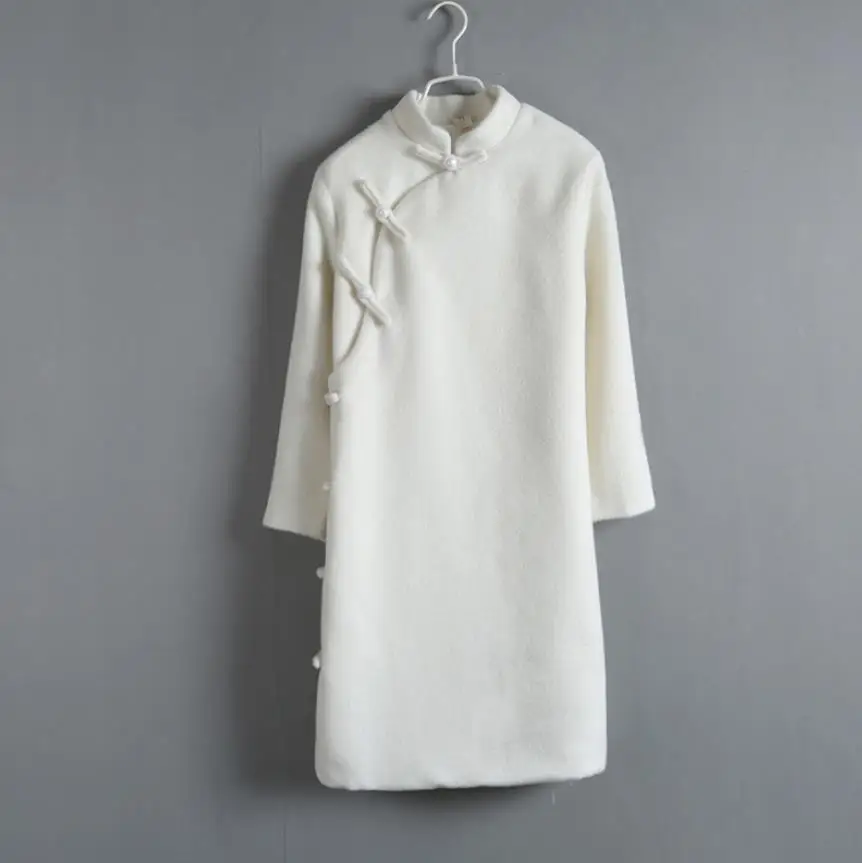 Женское однобортное твидовое платье элегантное белое шерстяное с жемчужинами и