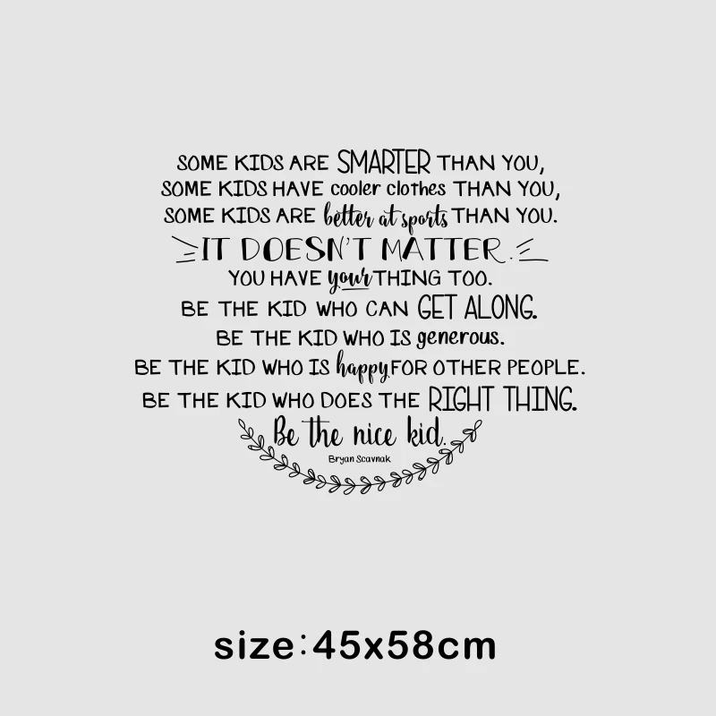Виниловые наклейки на стену с надписью Be The Nice Kid|Наклейки стену| |