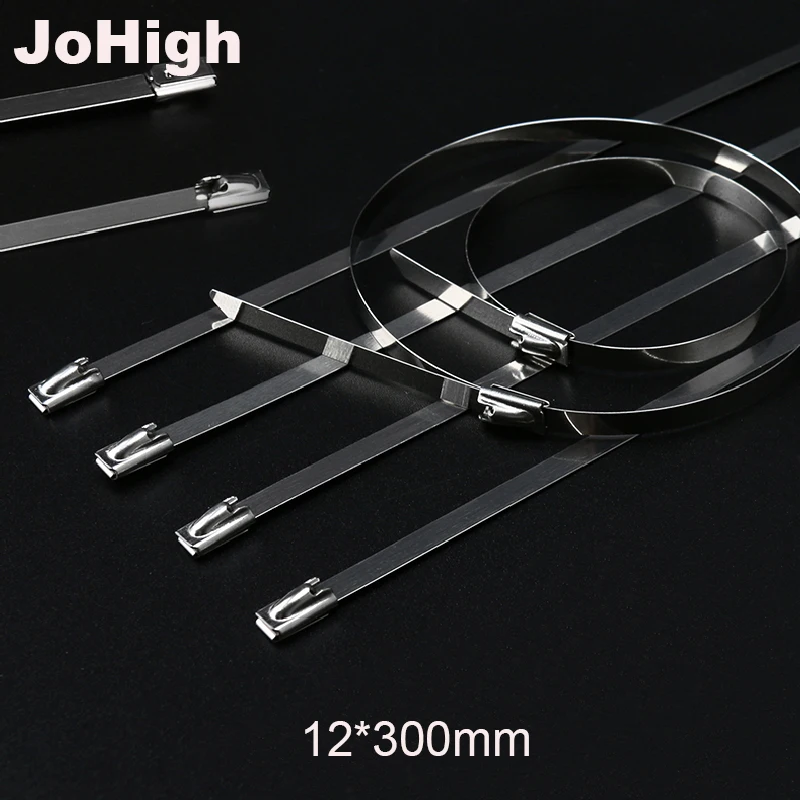 

JoHigh 12x300mm 100pcs Stainless Steel Locking Cable Ties