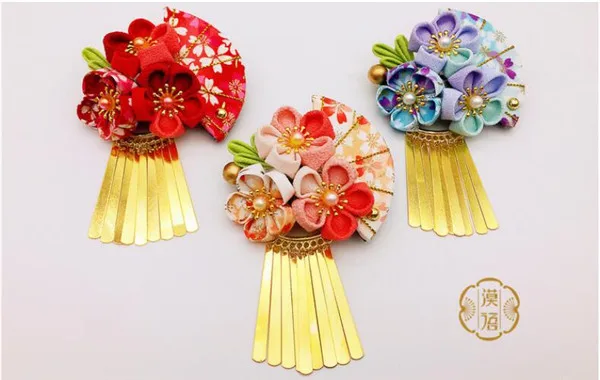 Ручная работа заколка для волос из хлопчатобумажной ткани заколки японское