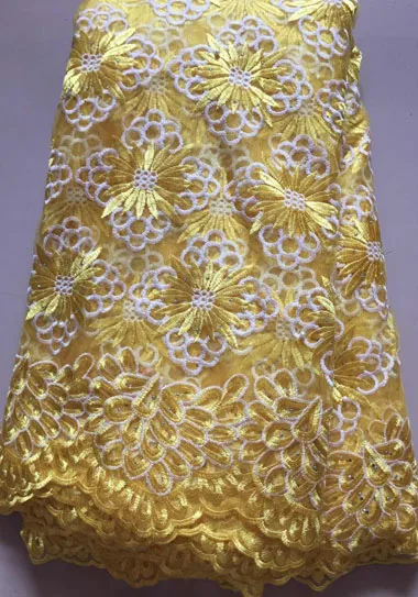 Кружевная ткань тюль высокого качества французский для свадьбы желтый цвет