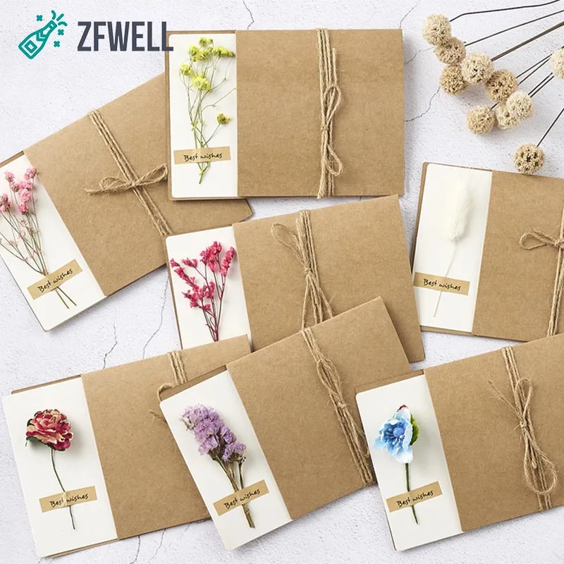 ZFWELL 1 шт. винтажная крафт бумага сушеные цветы сделай сам поздравительная